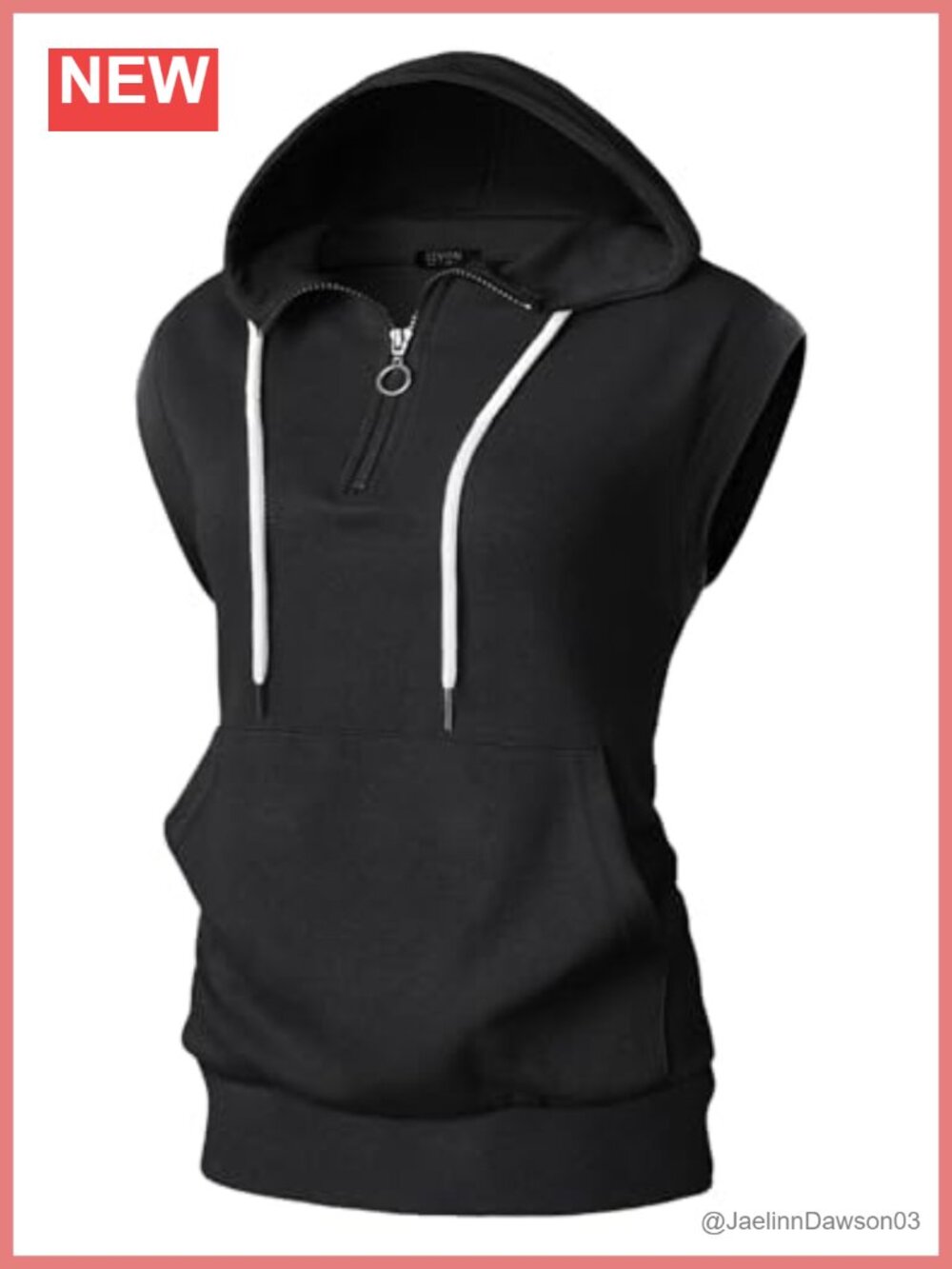 Lightweight Hooded Vest Sleeveless Quarter Zip Pullover with Pockets